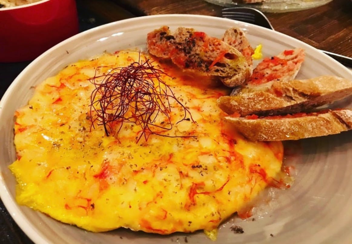 Tortilla Vaga de Carpaccio de Carabineros con trufa