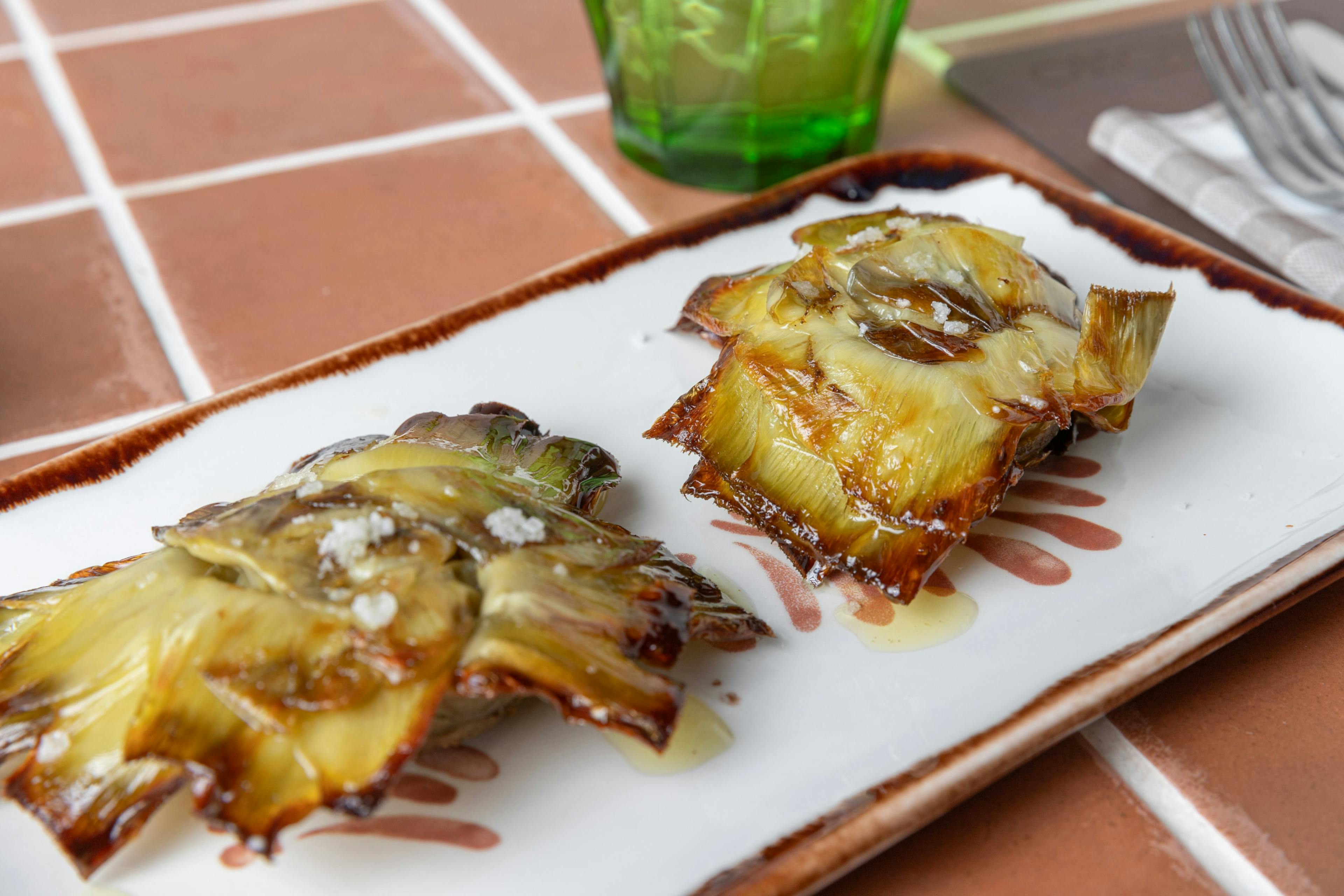 Flor de alcachofa de Tudela a la parrilla